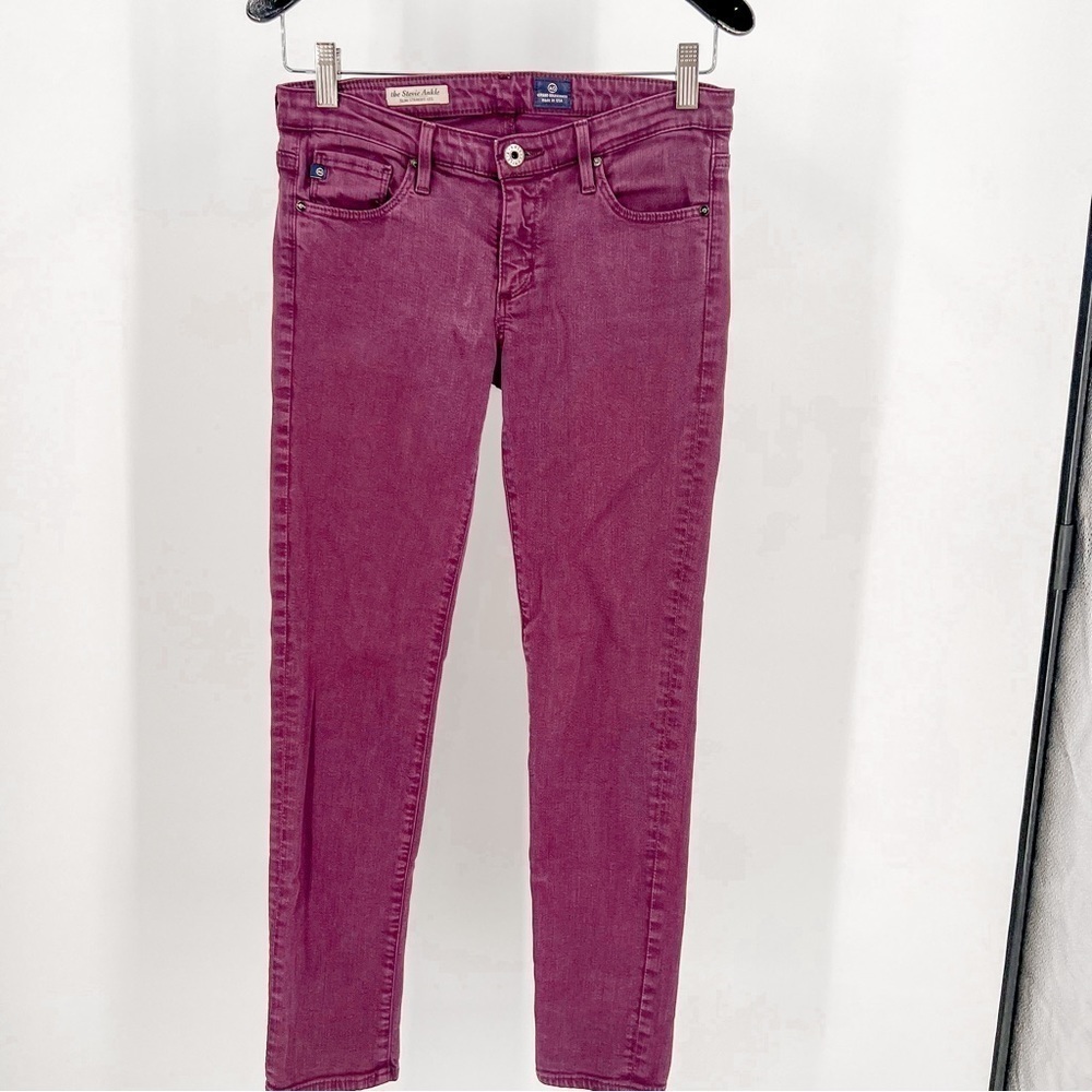 AG Adriano Goldschmied The Stevie Ankle Slim Straight Leg Purple Plum Jeans